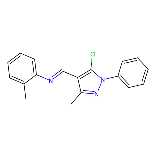 N-[(E)-(5-chloro-3-methyl-1-phenyl-1H-pyrazol-4-yl)methylidene]-2-methylaniline structure