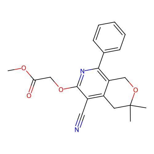 methyl [(5-cyano-3,3-dimethyl-8-phenyl-3,4-dihydro-1H-pyrano[3,4-c]pyridin-6-yl)oxy]acetate structure