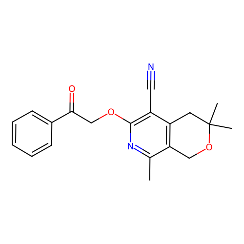 3,3,8-trimethyl-6-(2-oxo-2-phenylethoxy)-3,4-dihydro-1H-pyrano[3,4-c]pyridine-5-carbonitrile structure