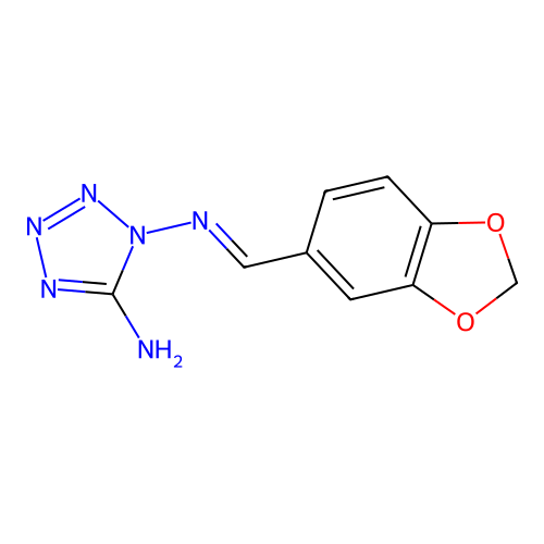 (E)-N1-(benzo[d][1,3]dioxol-5-ylmethylene)-1H-tetrazole-1,5-diamine structure