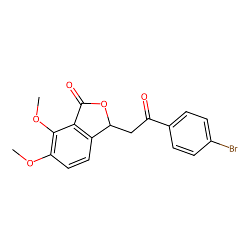 3-[2-(4-bromophenyl)-2-oxoethyl]-6,7-dimethoxy-1(3H)-isobenzofuranone structure