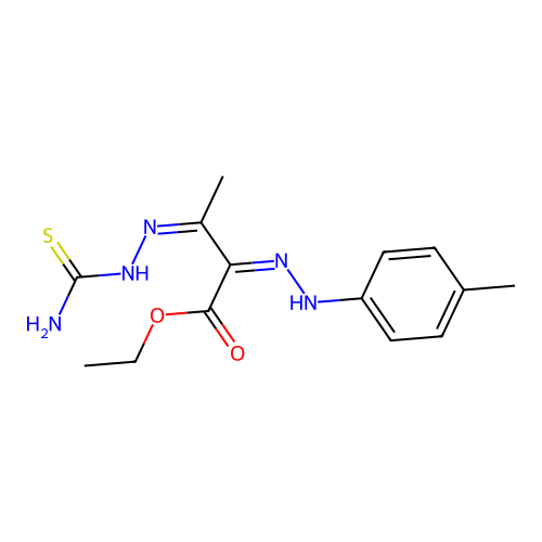 ethyl (2Z,3Z)-3-(carbamothioylhydrazinylidene)-2-[(4-methylphenyl)hydrazinylidene]butanoate structure