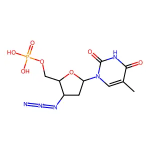 3'-叠氮-2',3'-双脱氧胸苷一磷酸 structure