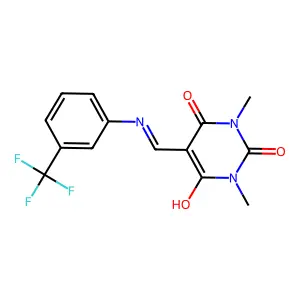 1,3-dimethyl-5-{[3-(trifluoromethyl)anilino]methylene}-2,4,6(1H,3H,5H)-pyrimidinetrione structure