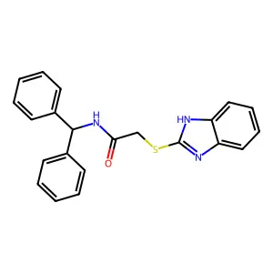 N-benzhydryl-2-(1H-benzimidazol-2-ylsulfanyl)acetamide structure