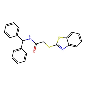 2-(1,3-benzothiazol-2-ylsulfanyl)-N-(diphenylmethyl)acetamide structure