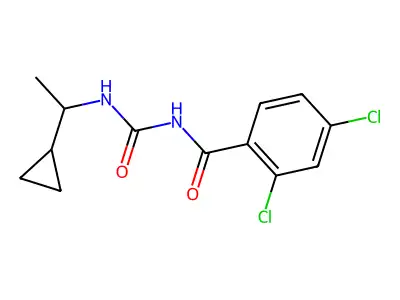 2,4-dichloro-N-(1-cyclopropylethylcarbamoyl)benzamide structure