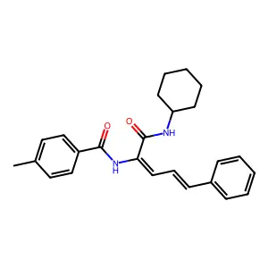 N-((2E,4Z)-1-(cyclohexylamino)-1-oxo-5-phenylpenta-2,4-dien-2-yl)-4-methylbenzamide structure