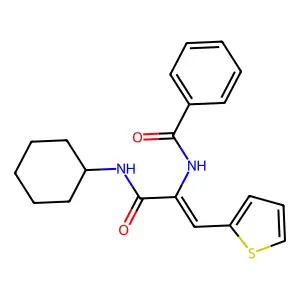 (2E)-N-cyclohexyl-2-(phenylformamido)-3-(thiophen-2-yl)prop-2-enamide structure