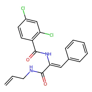 2,4-dichloro-N-[(1Z)-3-oxo-1-phenyl-3-(prop-2-en-1-ylamino)prop-1-en-2-yl]benzamide structure