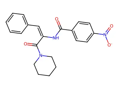 4-Nitro-N-(2-phenyl-1-(piperidine-1-carbonyl)-vinyl)-benzamide structure
