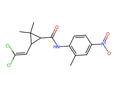 3-(2,2-dichloroethenyl)-2,2-dimethyl-N-(2-methyl-4-nitrophenyl)cyclopropane-1-carboxamide structure