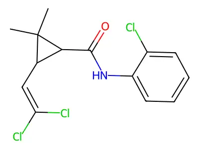 N-(2-chlorophenyl)-3-(2,2-dichloroethenyl)-2,2-dimethylcyclopropane-1-carboxamide structure