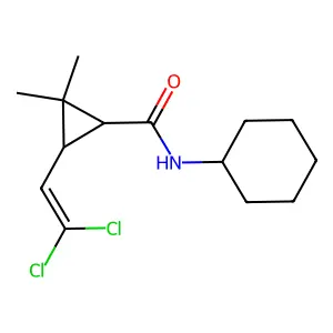N-cyclohexyl-3-(2,2-dichloroethenyl)-2,2-dimethylcyclopropane-1-carboxamide structure