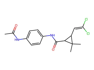 3-(2,2-dichloroethenyl)-N-(4-acetamidophenyl)-2,2-dimethylcyclopropane-1-carboxamide structure