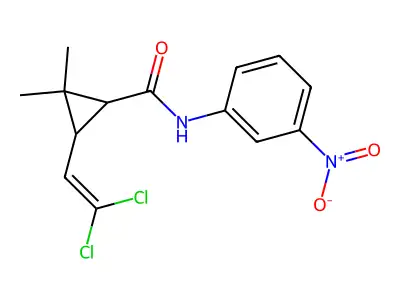 3-(2,2-dichloroethenyl)-2,2-dimethyl-N-(3-nitrophenyl)cyclopropane-1-carboxamide structure