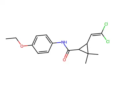 3-(2,2-dichlorovinyl)-N-(4-ethoxyphenyl)-2,2-dimethylcyclopropanecarboxamide structure