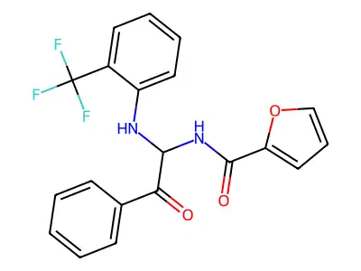 N-(2-oxo-2-phenyl-1-{[2-(trifluoromethyl)phenyl]amino}ethyl)furan-2-carboxamide structure