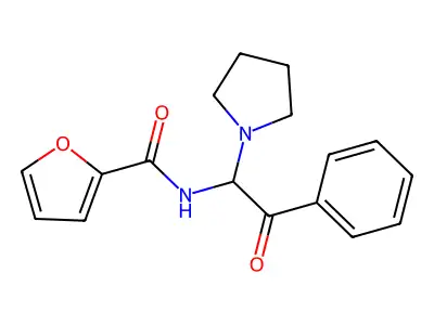 N-(2-oxo-2-phenyl-1-(pyrrolidin-1-yl)ethyl)furan-2-carboxamide structure