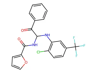 N-(1-{[2-chloro-5-(trifluoromethyl)phenyl]amino}-2-oxo-2-phenylethyl)furan-2-carboxamide structure