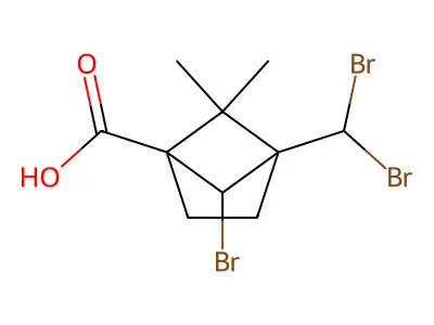 6-Bromo-4-(dibromomethyl)-5,5-dimethylbicyclo[2.1.1]hexane-1-carboxylic acid structure