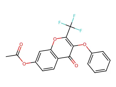 4-oxo-3-phenoxy-2-(trifluoromethyl)-4H-chromen-7-yl acetate structure
