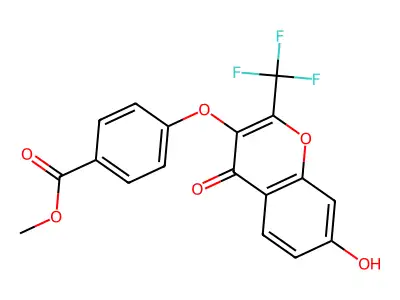 Methyl 4-[7-hydroxy-4-oxo-2-(trifluoromethyl)chromen-3-yloxy]benzoate structure