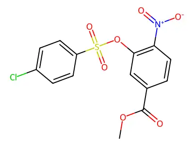 Methyl 3-(((4-chlorophenyl)sulfonyl)oxy)-4-nitrobenzenecarboxylate structure