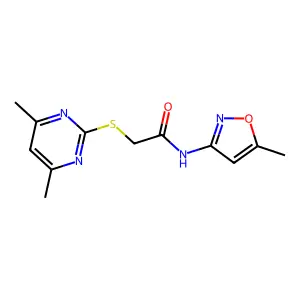 2-[(4,6-dimethylpyrimidin-2-yl)sulfanyl]-N-(5-methyl-1,2-oxazol-3-yl)acetamide structure