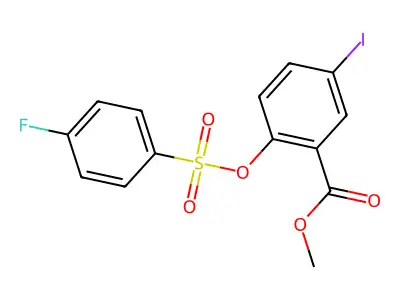 Methyl 2-(((4-fluorophenyl)sulfonyl)oxy)-5-iodobenzenecarboxylate structure
