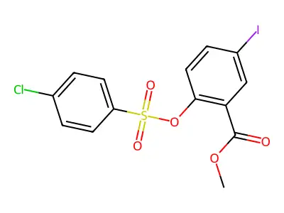 Methyl 2-{[(4-chlorophenyl)sulfonyl]oxy}-5-iodobenzenecarboxylate structure