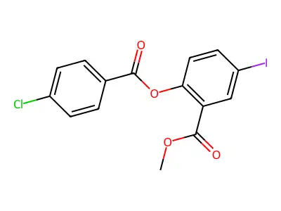 Methyl 2-((4-chlorobenzoyl)oxy)-5-iodobenzenecarboxylate structure