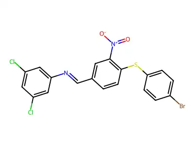 N-({4-[(4-bromophenyl)sulfanyl]-3-nitrophenyl}methylene)-3,5-dichloroaniline structure