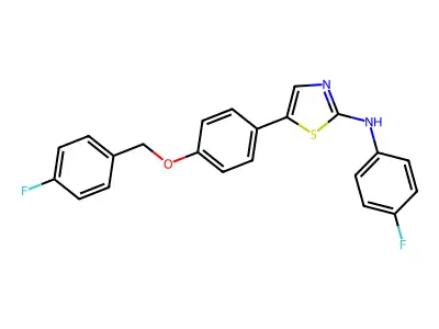 5-{4-[(4-fluorobenzyl)oxy]phenyl}-N-(4-fluorophenyl)-1,3-thiazol-2-amine structure