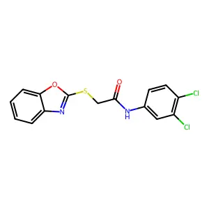 2-(2-Benzoxazolylthio)-N-(3,4-dichlorophenyl)acetamide structure