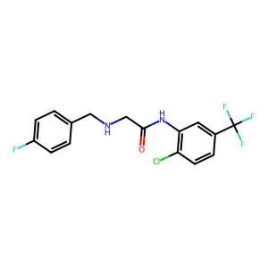 N-(2-Chloro-5-(trifluoromethyl)phenyl)-2-((4-fluorobenzyl)amino)acetamide structure
