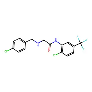 2-((4-Chlorobenzyl)amino)-N-(2-chloro-5-(trifluoromethyl)phenyl)acetamide structure
