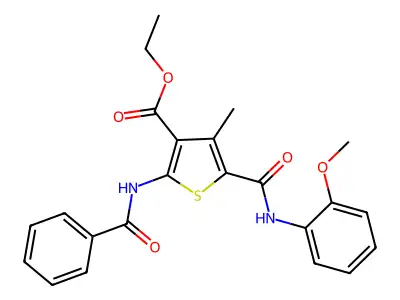 Ethyl 2-benzamido-5-[(2-methoxyphenyl)carbamoyl]-4-methylthiophene-3-carboxylate structure