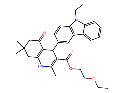 2-ethoxyethyl 4-(9-ethyl-9H-carbazol-3-yl)-2,7,7-trimethyl-5-oxo-1,4,5,6,7,8-hexahydroquinoline-3-carboxylate structure