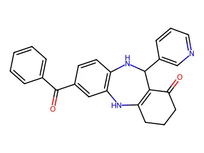 2-Benzoyl-6-pyridin-3-yl-5,6,8,9,10,11-hexahydrobenzo[b][1,4]benzodiazepin-7-one structure