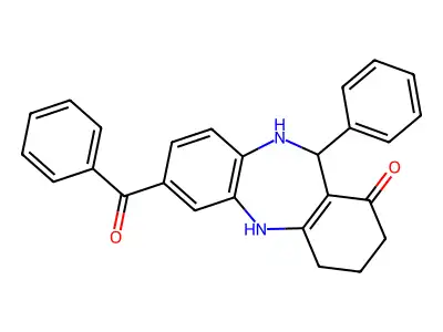 2-Benzoyl-6-phenyl-5,6,8,9,10,11-hexahydrobenzo[b][1,4]benzodiazepin-7-one structure