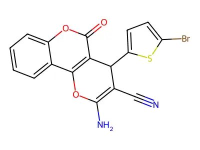 2-amino-4-(5-bromo-2-thienyl)-5-oxo-4H,5H-pyrano[3,2-c]chromene-3-carbonitrile structure