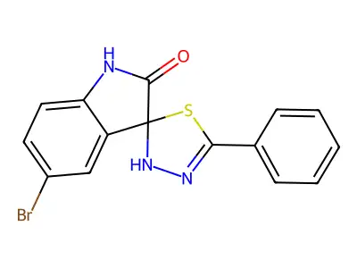 5'-bromo-5-phenyl-spiro(3H-1,3,4-thiadiazole-2,3'-indoline)-2'-one structure