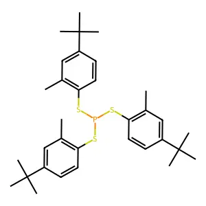 Tris[(4-tert-butyl-2-methylphenyl)sulfanyl]phosphane structure
