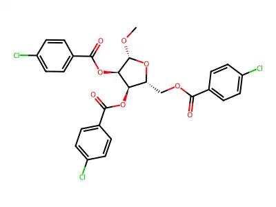 Methyl 2,3,5-tri-O-(p-chlorobenzoyl)-b-D-ribofuranoside structure