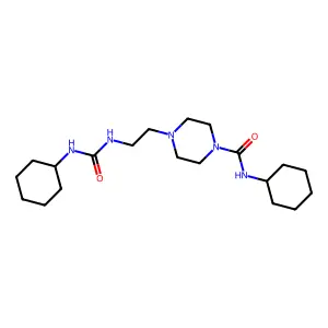 N-cyclohexyl-4-[2-(cyclohexylcarbamoylamino)ethyl]piperazine-1-carboxamide structure