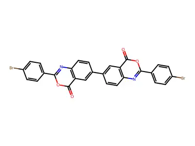 2,2'-bis(4-bromophenyl)-4H,4'H-6,6'-bi-3,1-benzoxazine-4,4'-dione structure