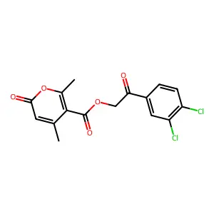2-(3,4-dichlorophenyl)-2-oxoethyl 4,6-dimethyl-2-oxo-2H-pyran-5-carboxylate structure