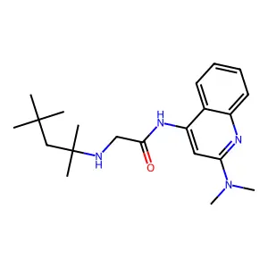 N-[2-(dimethylamino)quinolin-4-yl]-2-(2,4,4-trimethylpentan-2-ylamino)acetamide structure