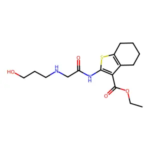 ethyl 2-(2-((3-hydroxypropyl)amino)acetamido)-4,5,6,7-tetrahydrobenzo[b]thiophene-3-carboxylate structure